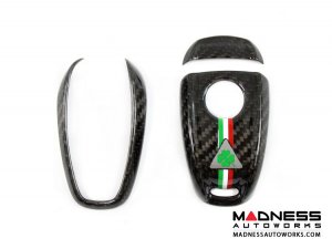 Alfa Romeo Stelvio Key Fob Cover  - Carbon Fiber - Black w/ QV Logo